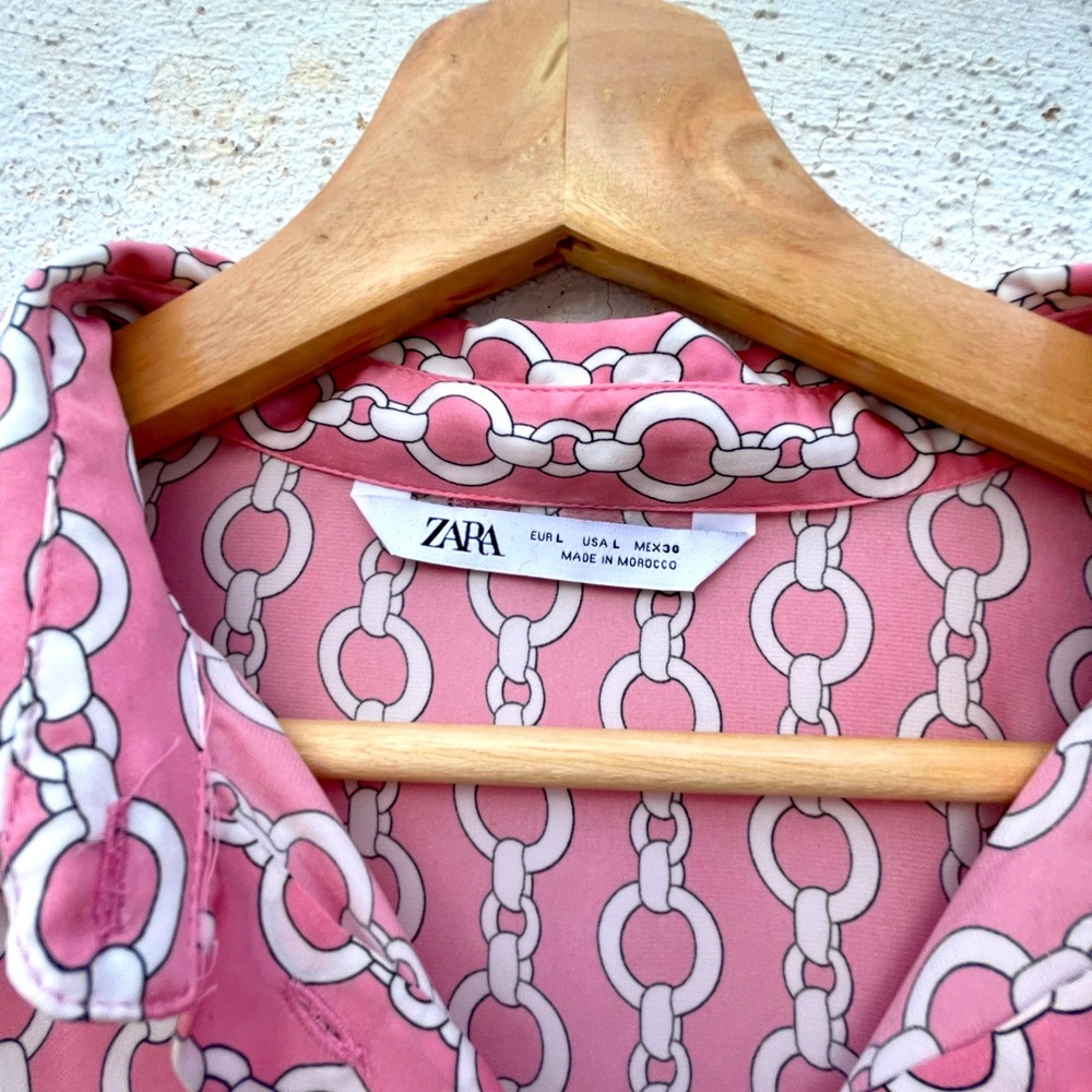 Zara Tops | Zara Pink Chain Blouse | Color: Pink - Picture 5 of 5